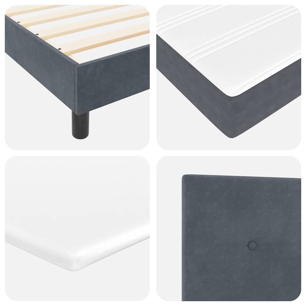 LED Box Spring Krevet Tamno siva 140 x 200 cm Baršun