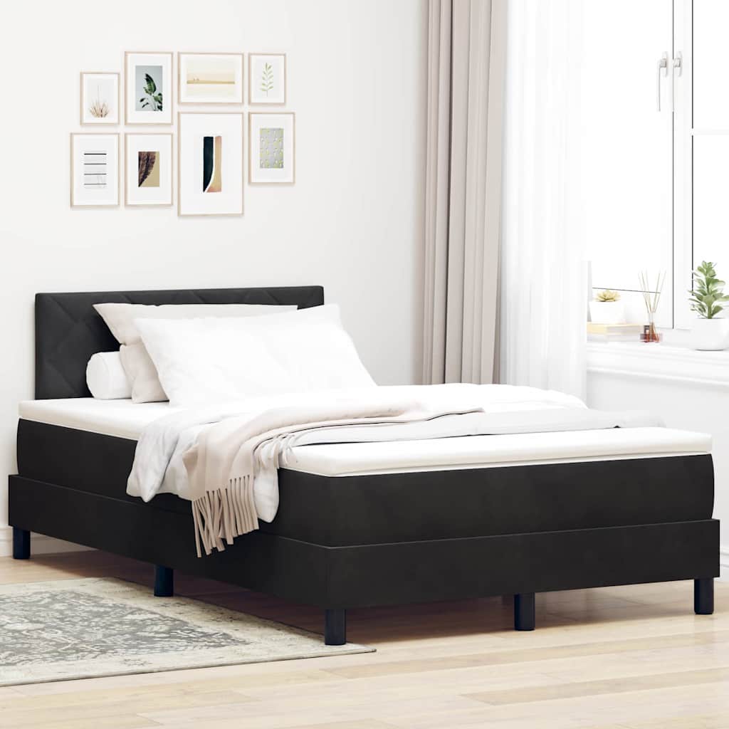 LED Box Spring Krevet s LED trakama Crna 120 x 200 cm Baršun