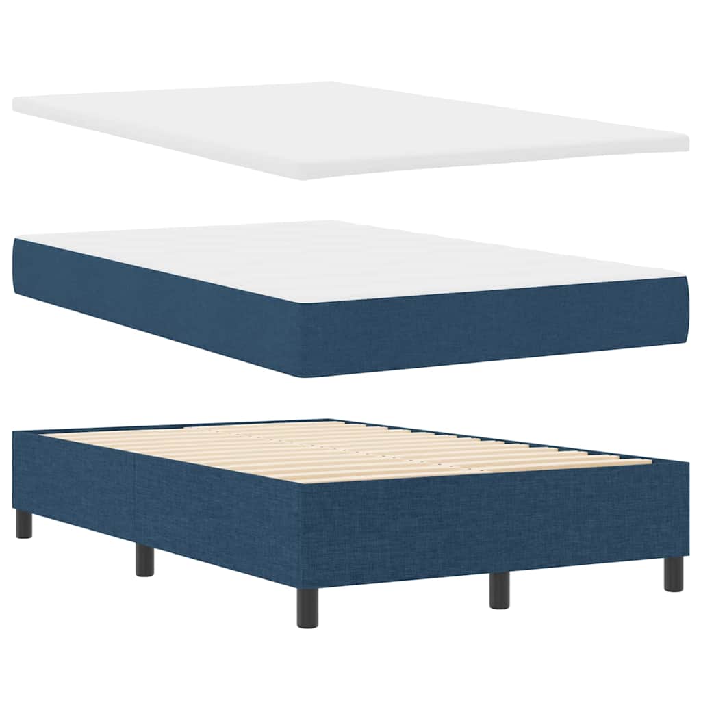 Krevet s opruga kutije s LED trakama Plava 120 x 200 cm tkanina