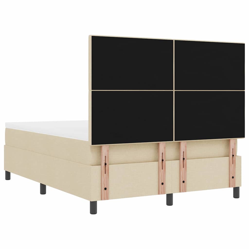 Krevet s opruga kutije s LED trakama Krema 140 x 190 cm tkanina