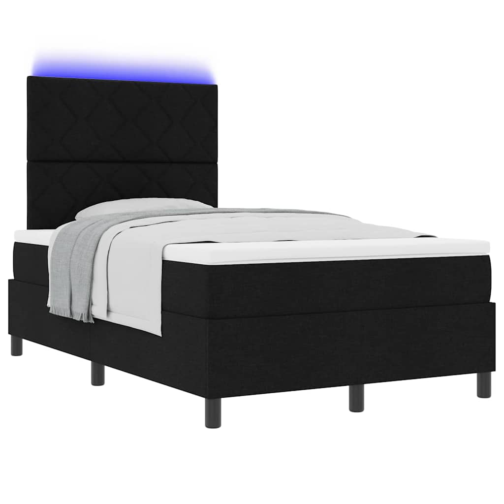Krevet s opruga kutije s LED trakama Crna 120 x 190 cm tkanina
