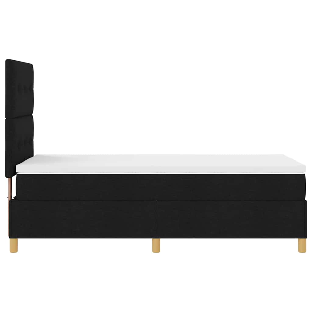 LED Box Spring Krevet s uzglavljem Crna 90 x 190 cm tkanina