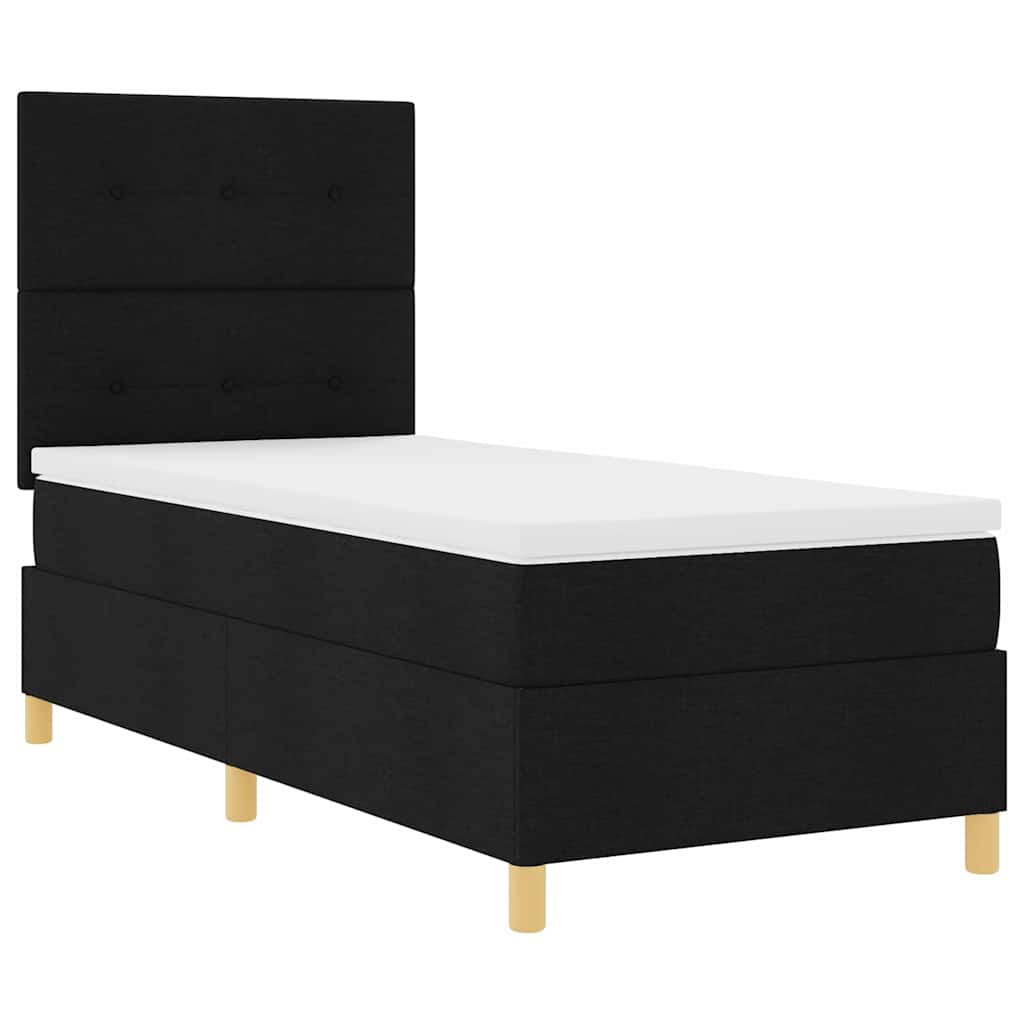 LED Box Spring Krevet s uzglavljem Crna 90 x 200 cm tkanina