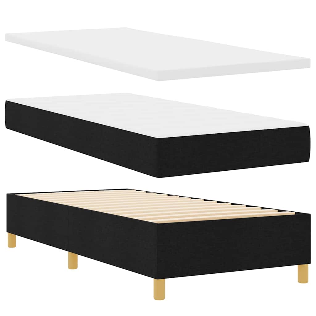 LED Box Spring Krevet s uzglavljem Crna 90 x 200 cm tkanina