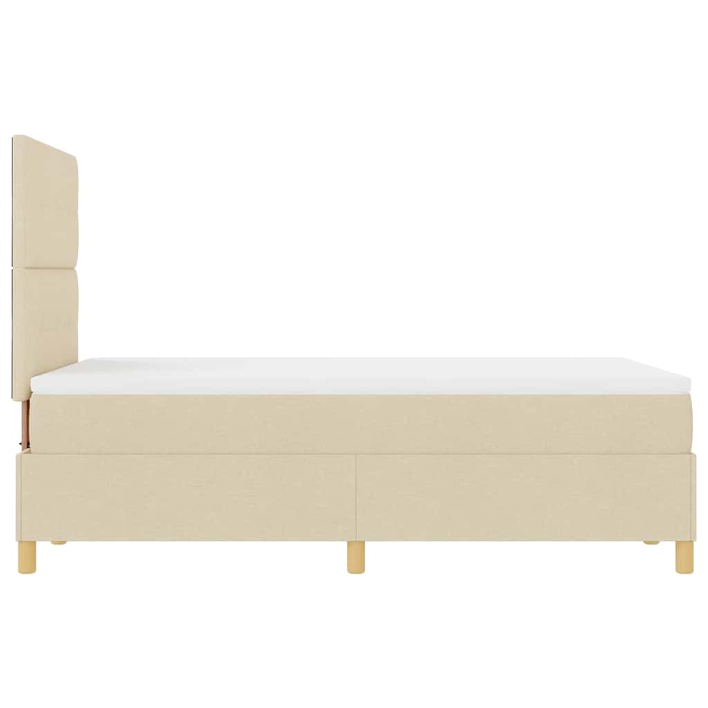 LED Box Spring Krevet s uzglavljem Krema 120 x 190 cm tkanina