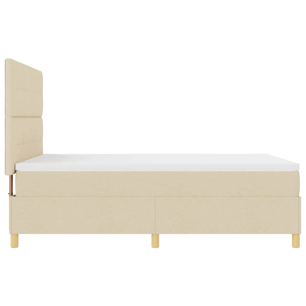 LED Box Spring Krevet s uzglavljem Krema 140 x 190 cm tkanina