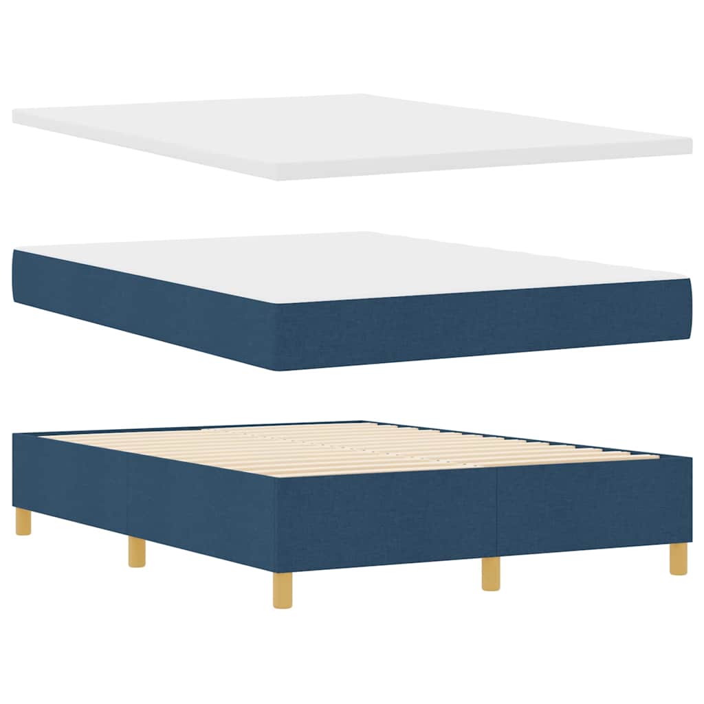 LED Box Spring Krevet s uzglavljem Plava 140 x 200 cm tkanina