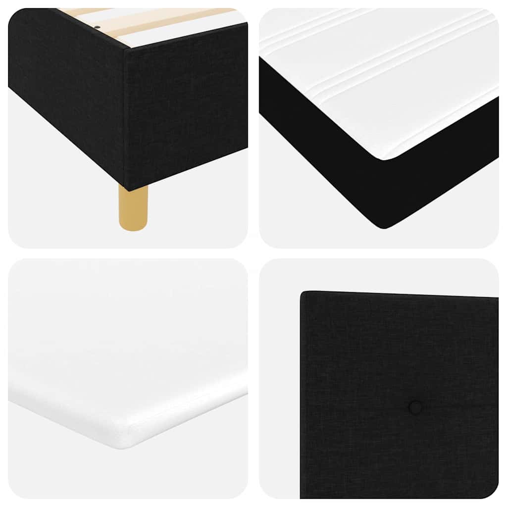 LED Box Spring Krevet s uzglavljem Crna 160 x 200 cm tkanina