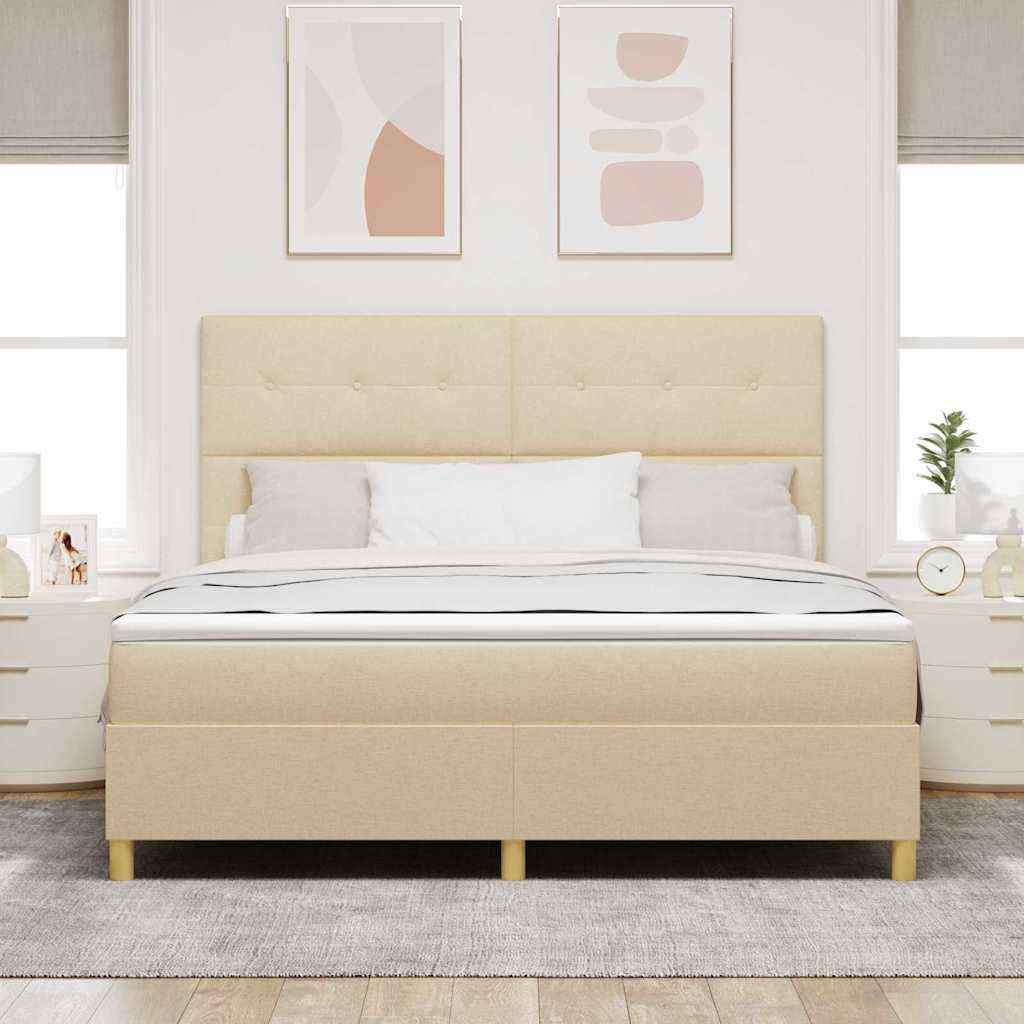 LED Box Spring Krevet s uzglavljem Krema 180 x 200 cm tkanina