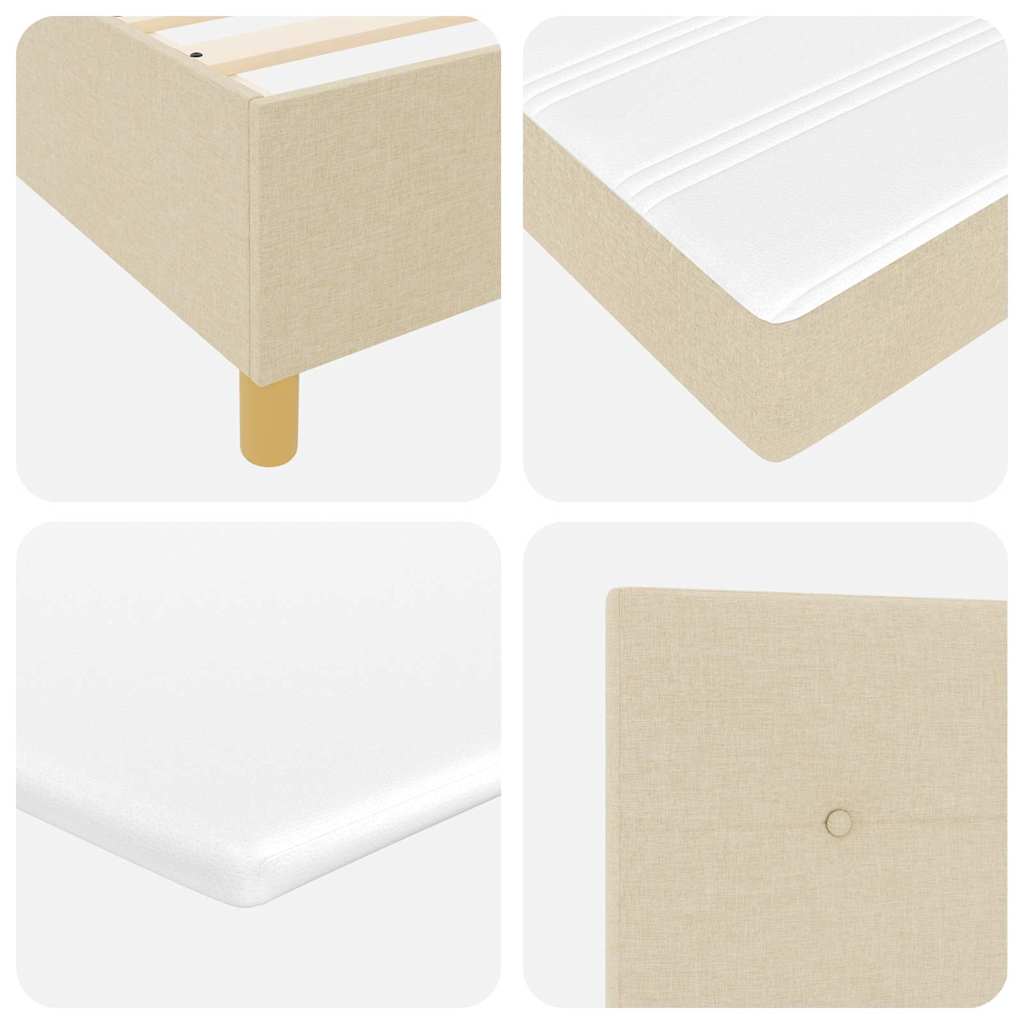 LED Box Spring Krevet s uzglavljem Krema 200 x 200 cm tkanina