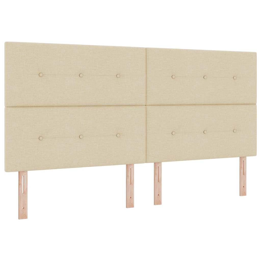 LED Box Spring Krevet s uzglavljem Krema 200 x 200 cm tkanina