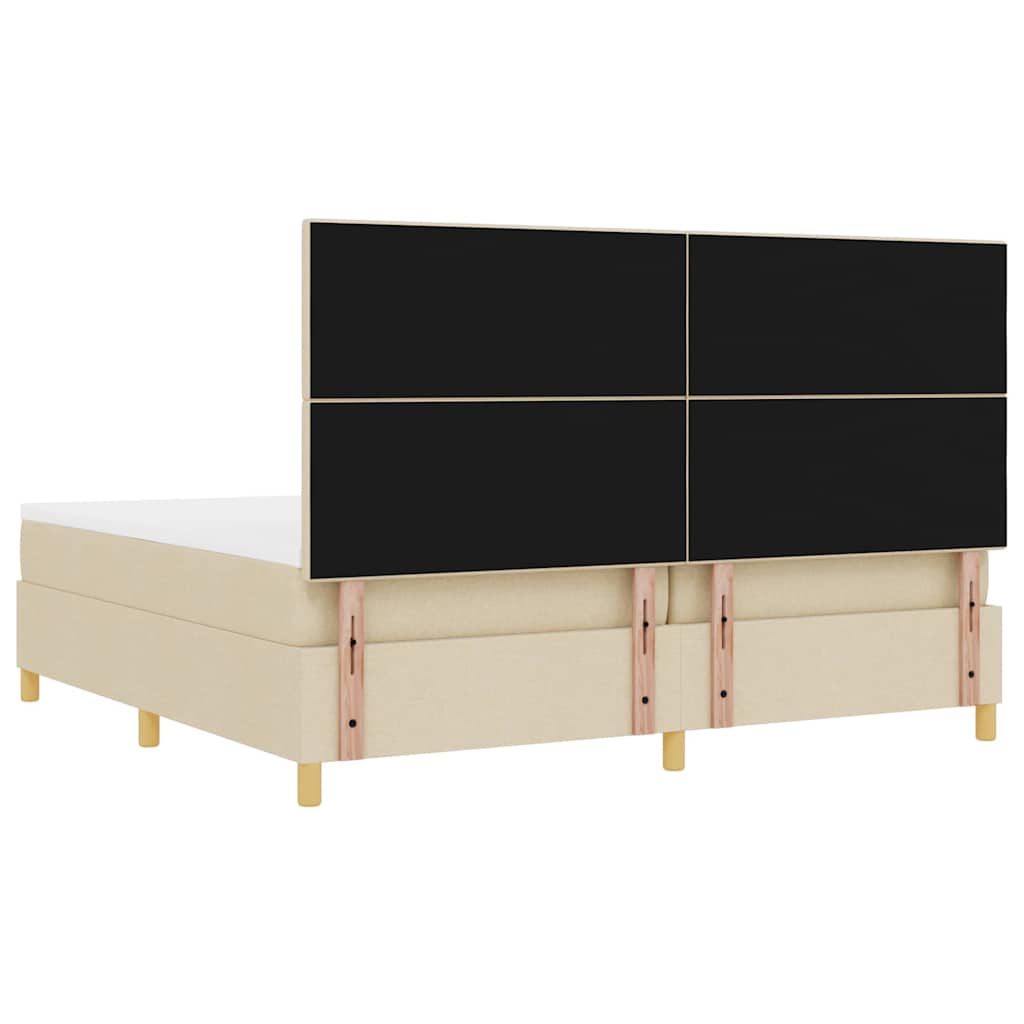 LED Box Spring Krevet s uzglavljem Krema 200 x 200 cm tkanina