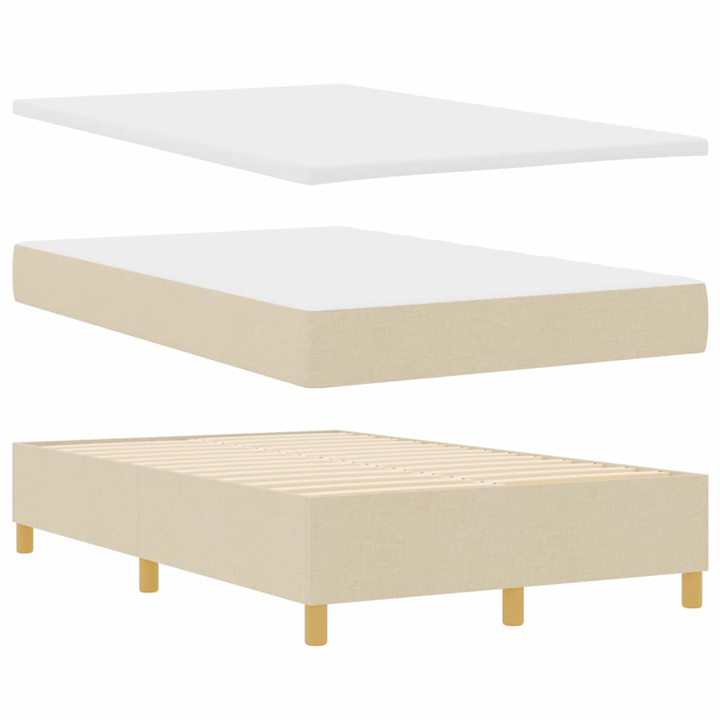 LED Box Spring Krevet s uzglavljem Krema 120 x 190 cm tkanina