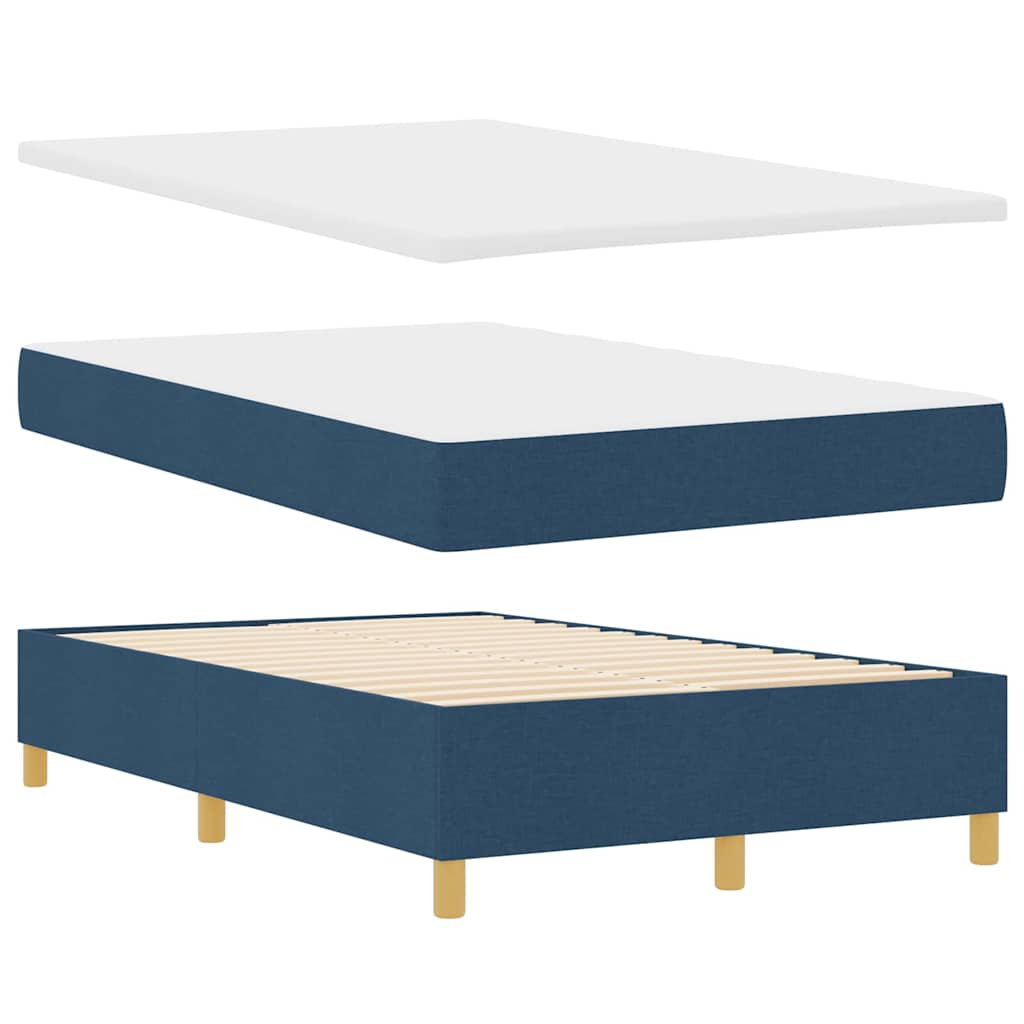 LED Box Spring Krevet s uzglavljem Plava 120 x 190 cm tkanina