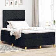 LED Box Spring Krevet s uzglavljem Crna 120 x 200 cm tkanina