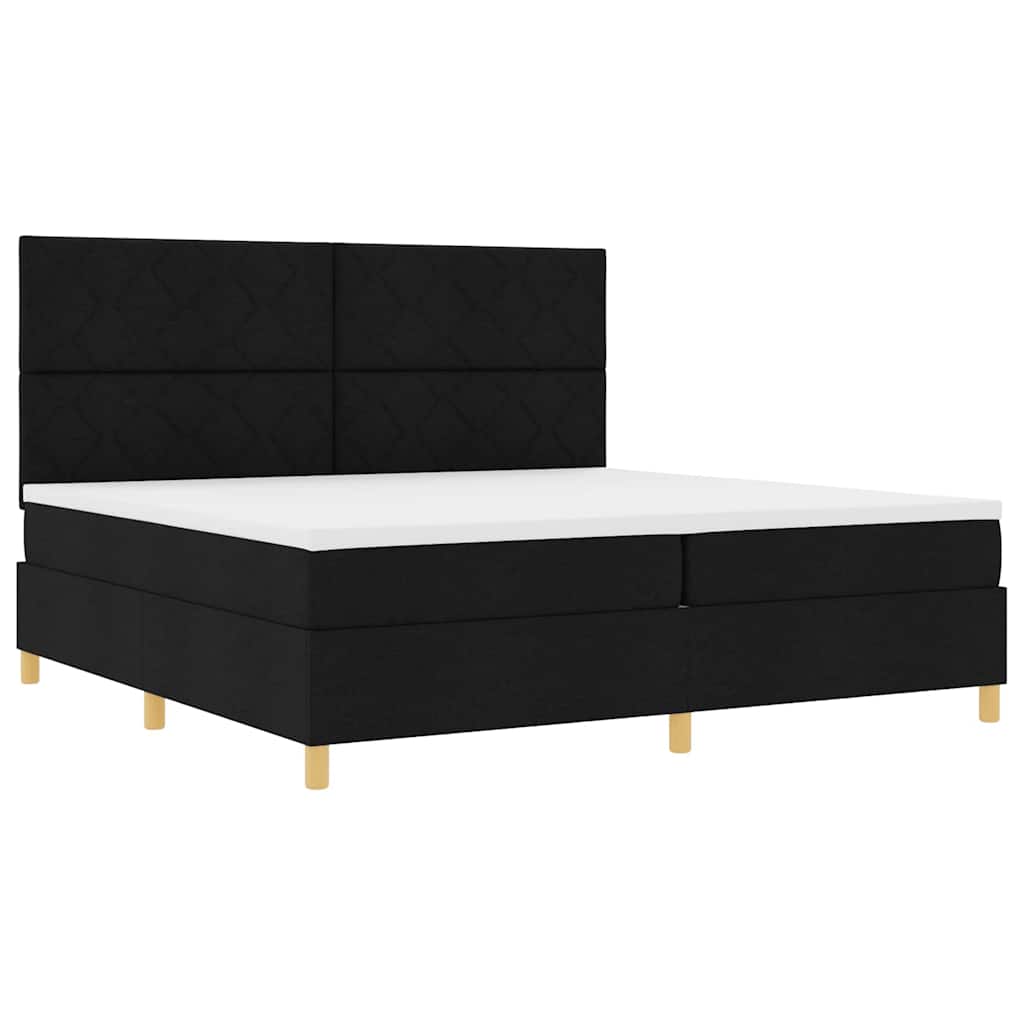 LED Box Spring Krevet s uzglavljem Crna 200 x 200 cm tkanina