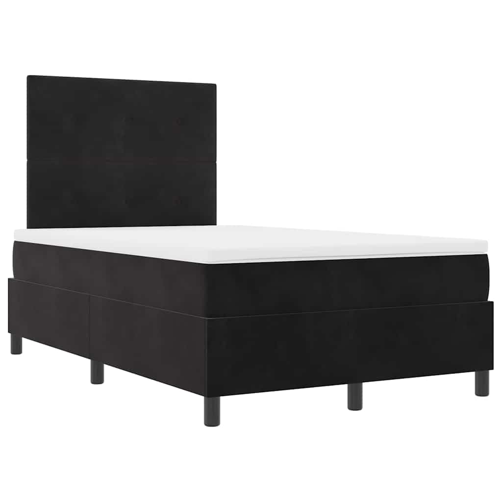 LED Box Spring Krevet s uzglavljem Crna 120 x 190 cm Baršun