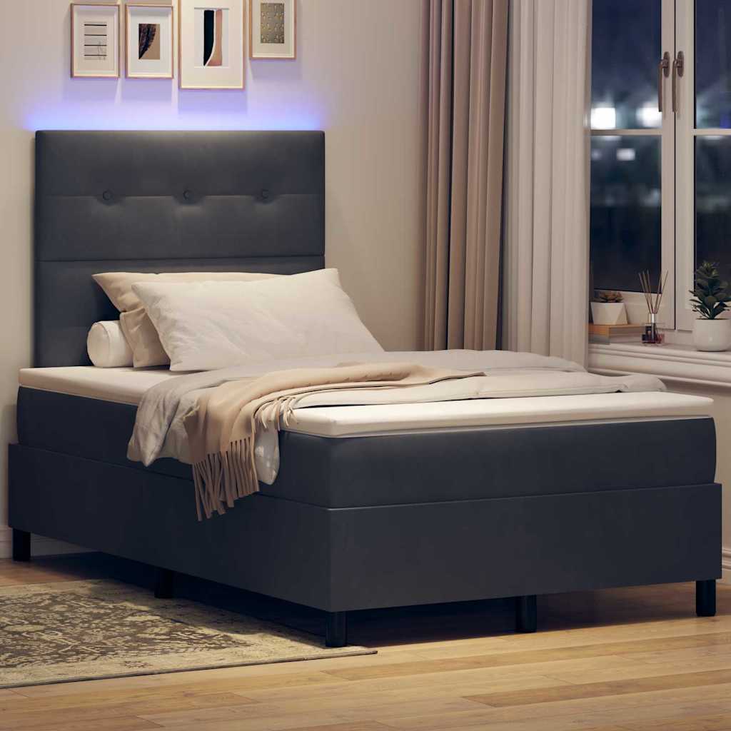 LED Box Spring Krevet Tamno siva 120 x 200 cm Baršun