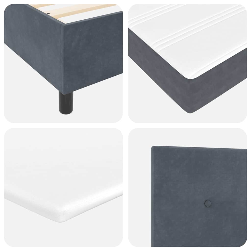 LED Box Spring Krevet Tamno siva 140 x 200 cm Baršun