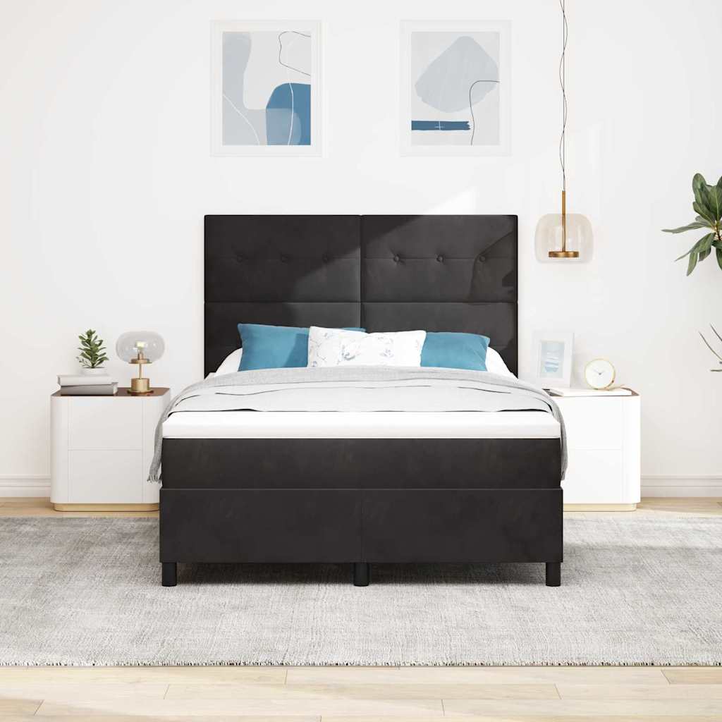 LED Box Spring Krevet s uzglavljem Crna 140 x 200 cm Baršun