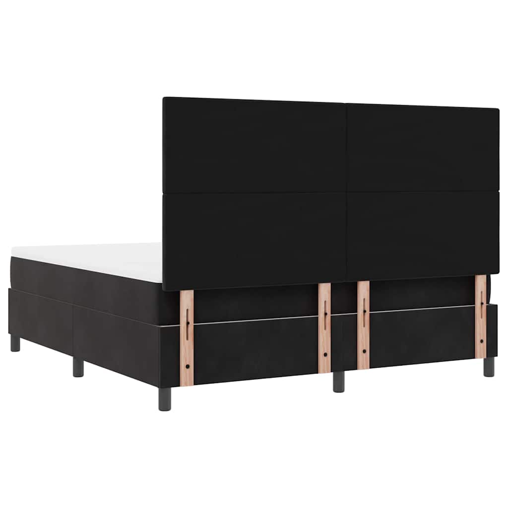 LED Box Spring Krevet s uzglavljem Crna 180 x 200 cm Baršun