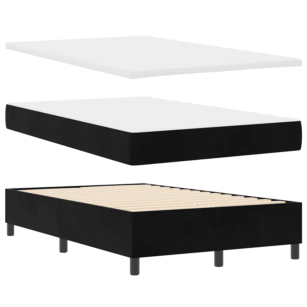 LED Box Spring Krevet s uzglavljem Crna 120 x 200 cm Baršun