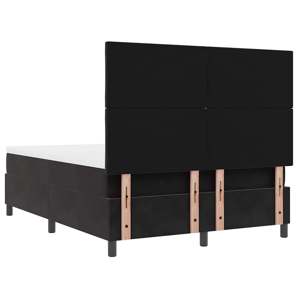 LED Box Spring Krevet s uzglavljem Crna 140 x 200 cm Baršun