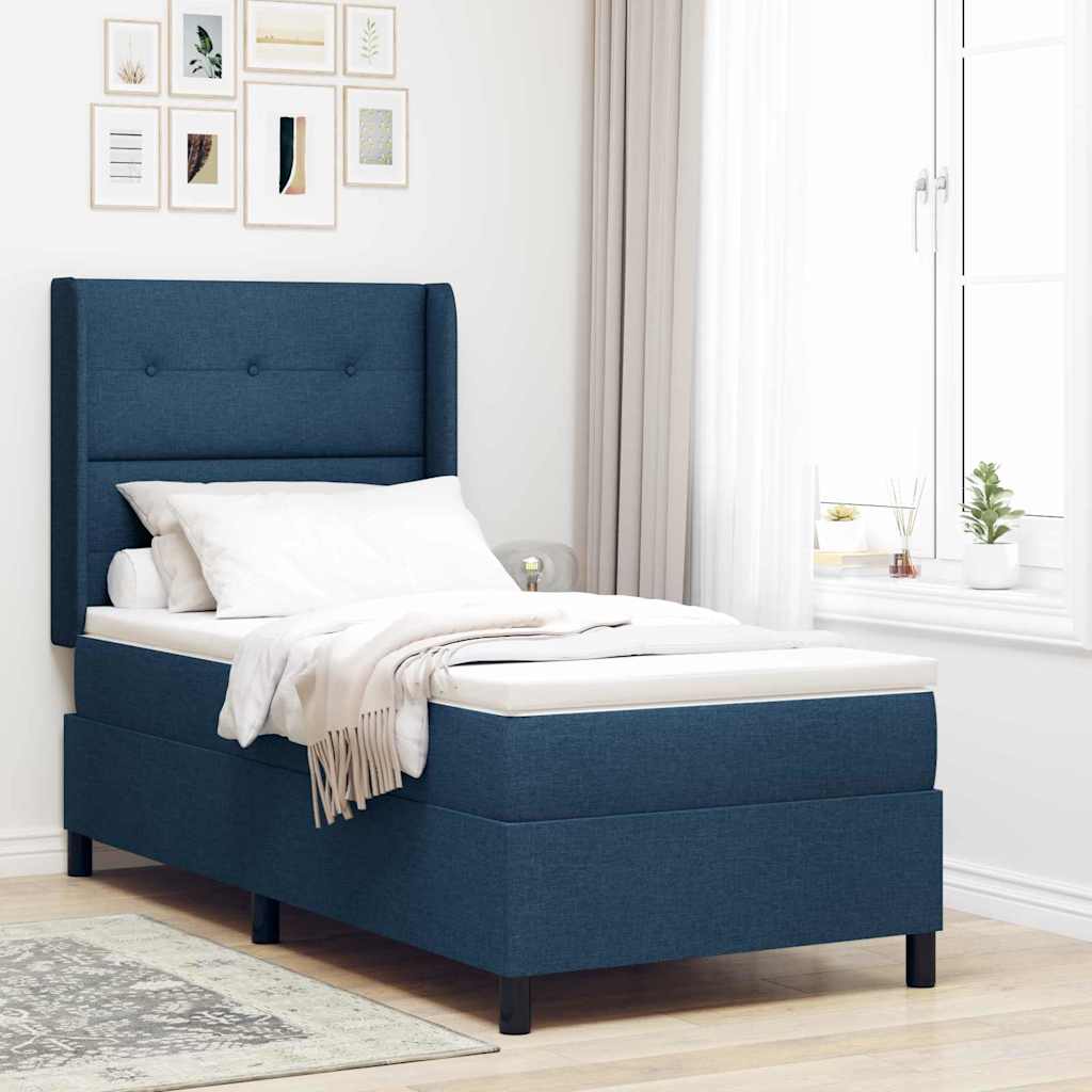 LED Box Spring Krevet s uzglavljem Plava 80 x 200 cm tkanina