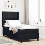 LED Box Spring Krevet s uzglavljem Crna 90 x 190 cm tkanina