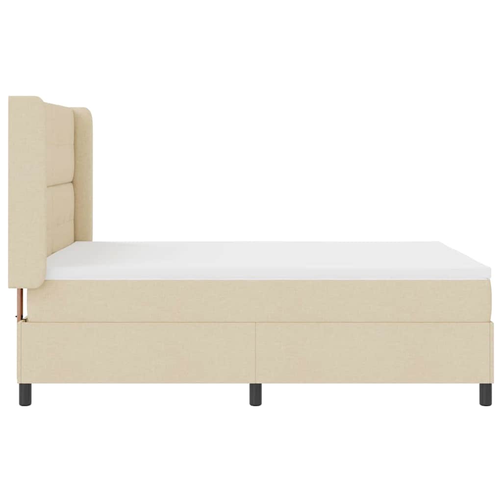 LED Box Spring Krevet s uzglavljem Krema 140 x 190 cm tkanina