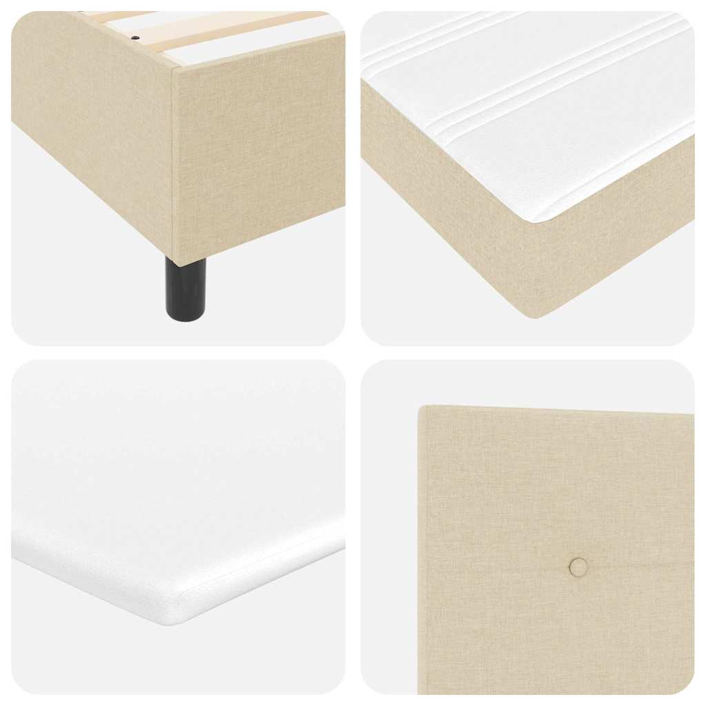 LED Box Spring Krevet s uzglavljem Krema 140 x 200 cm tkanina