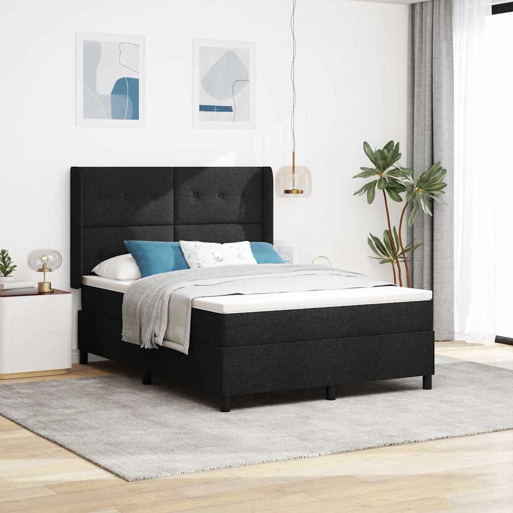 LED Box Spring Krevet s uzglavljem Crna 160 x 200 cm tkanina