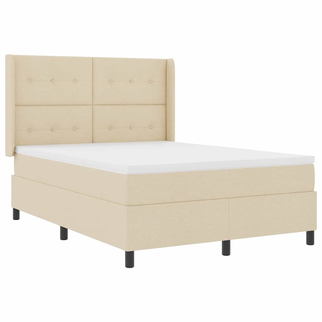 LED Box Spring Krevet s uzglavljem Krema 160 x 200 cm tkanina