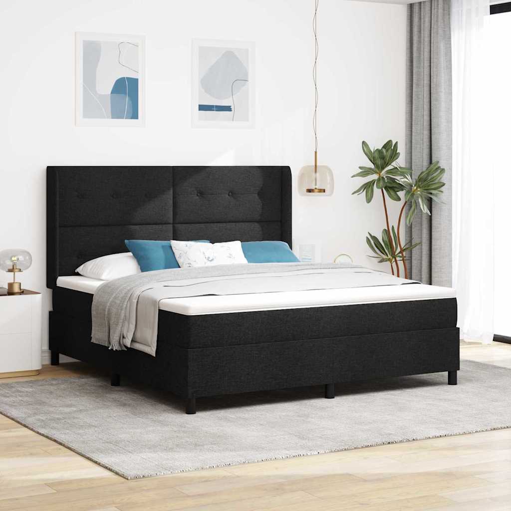 LED Box Spring Krevet s uzglavljem Crna 180 x 200 cm tkanina