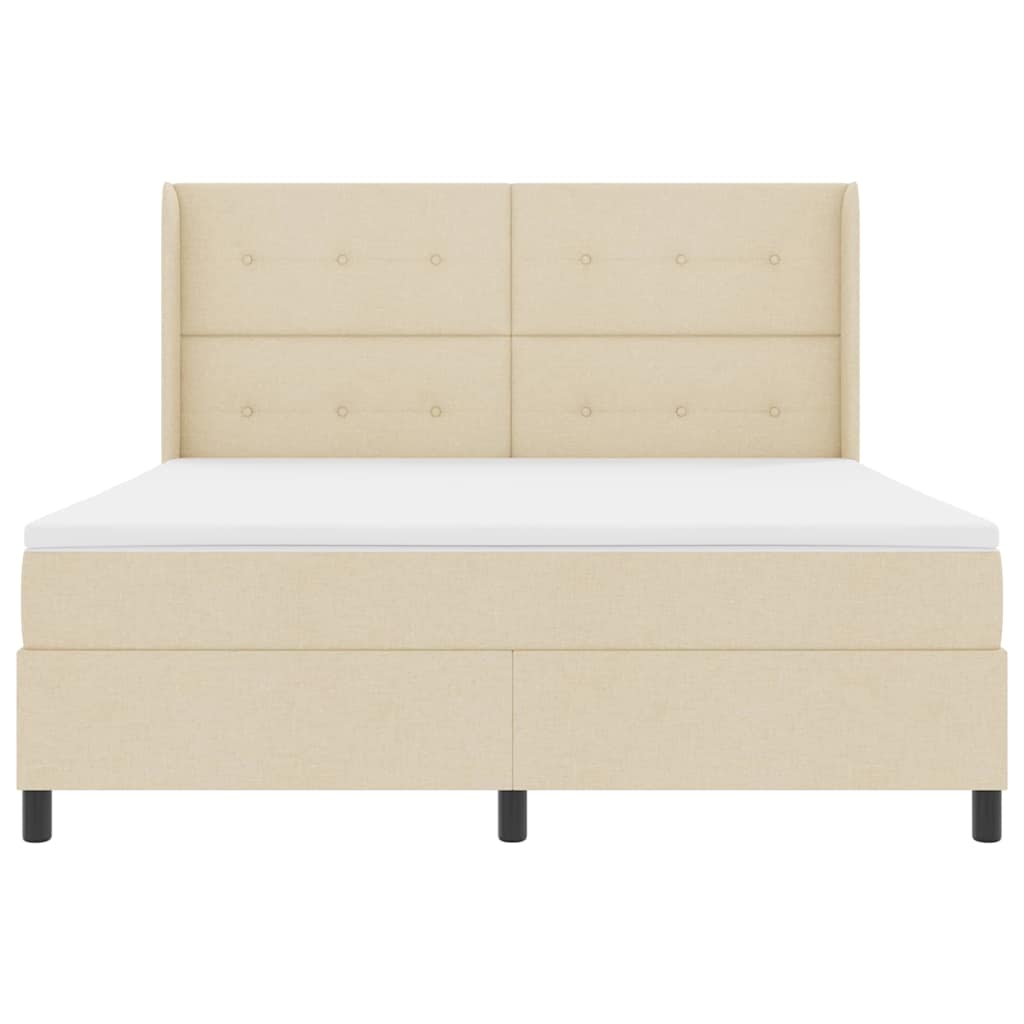 LED Box Spring Krevet s uzglavljem Krema 180 x 200 cm tkanina