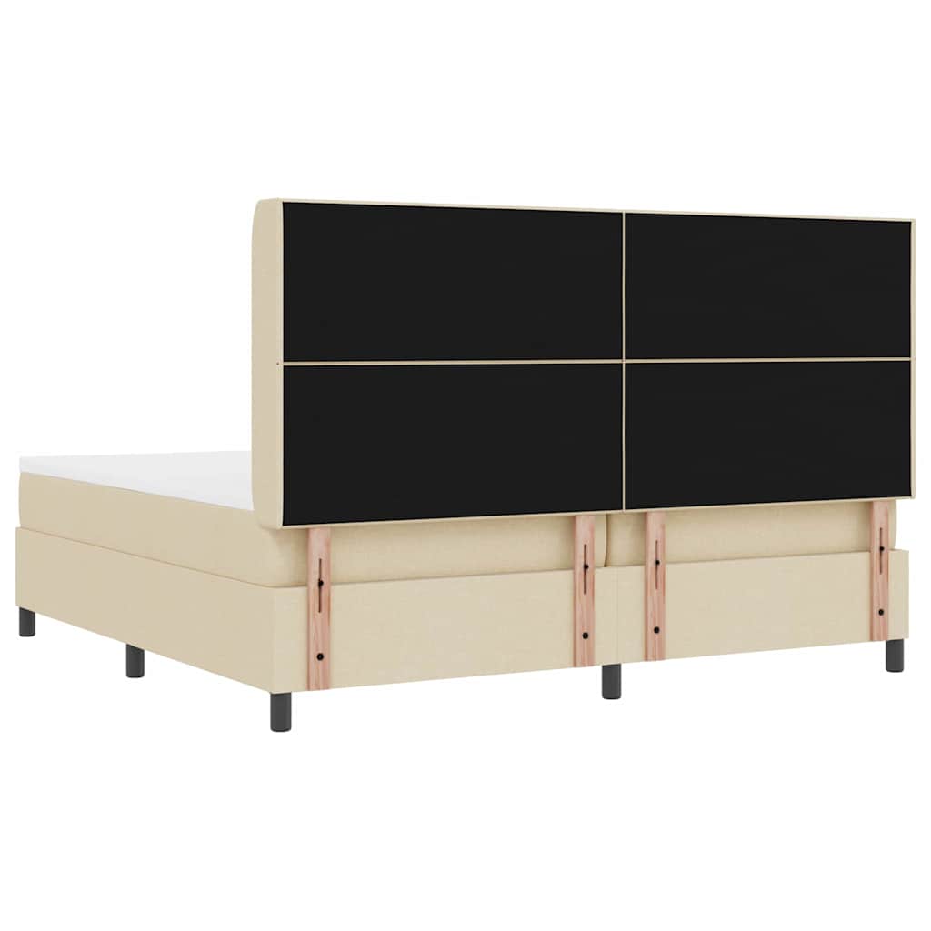 LED Box Spring Krevet s uzglavljem Krema 200 x 200 cm tkanina