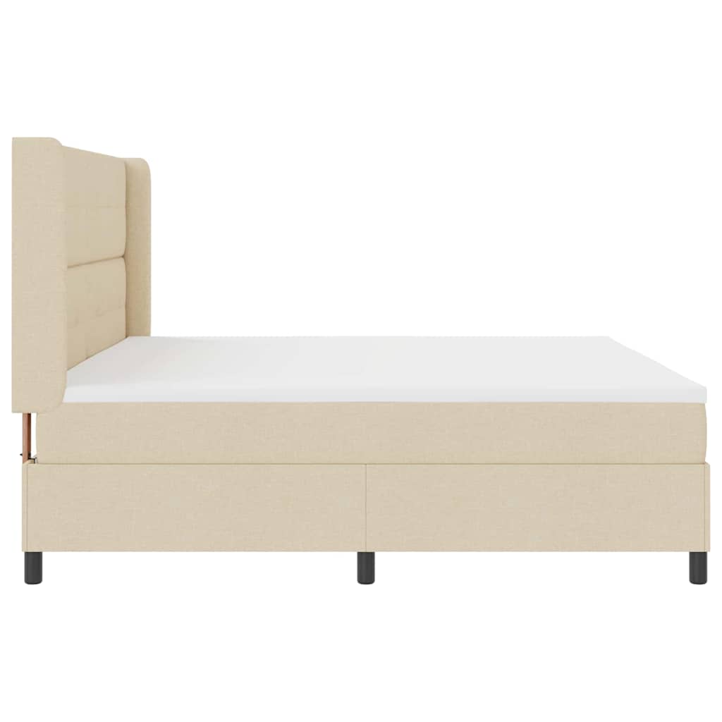 LED Box Spring Krevet s uzglavljem Krema 200 x 200 cm tkanina