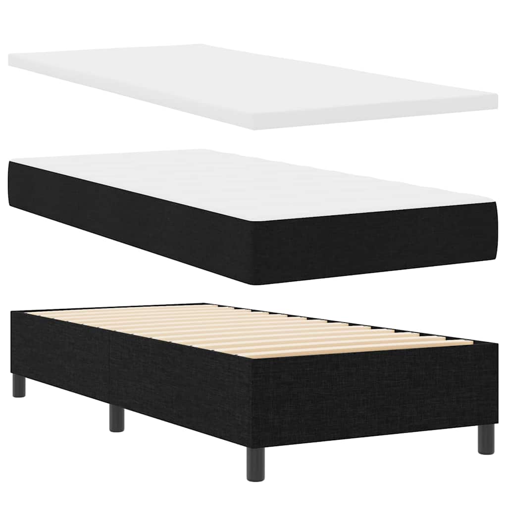 LED Box Spring Krevet s uzglavljem Crna 100 x 200 cm tkanina