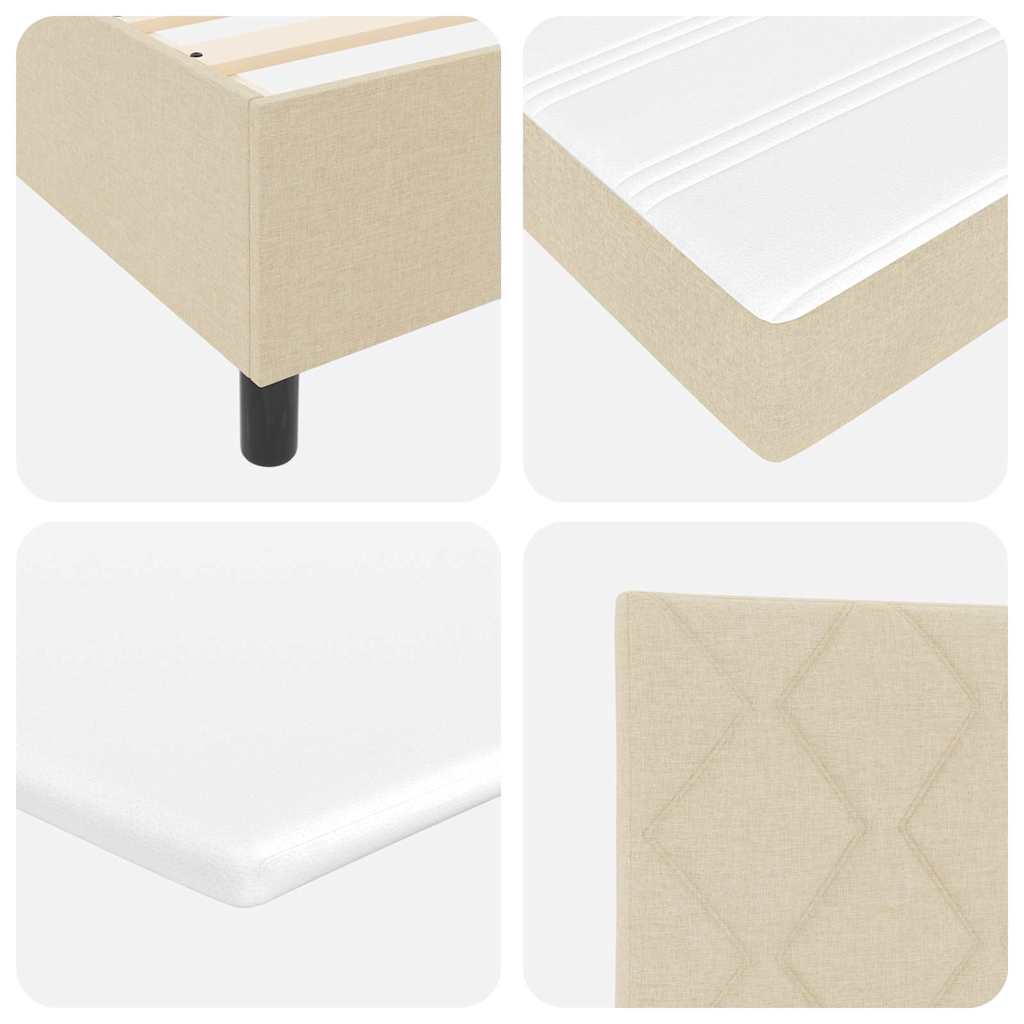 LED Box Spring Krevet s uzglavljem Krema 100 x 200 cm tkanina