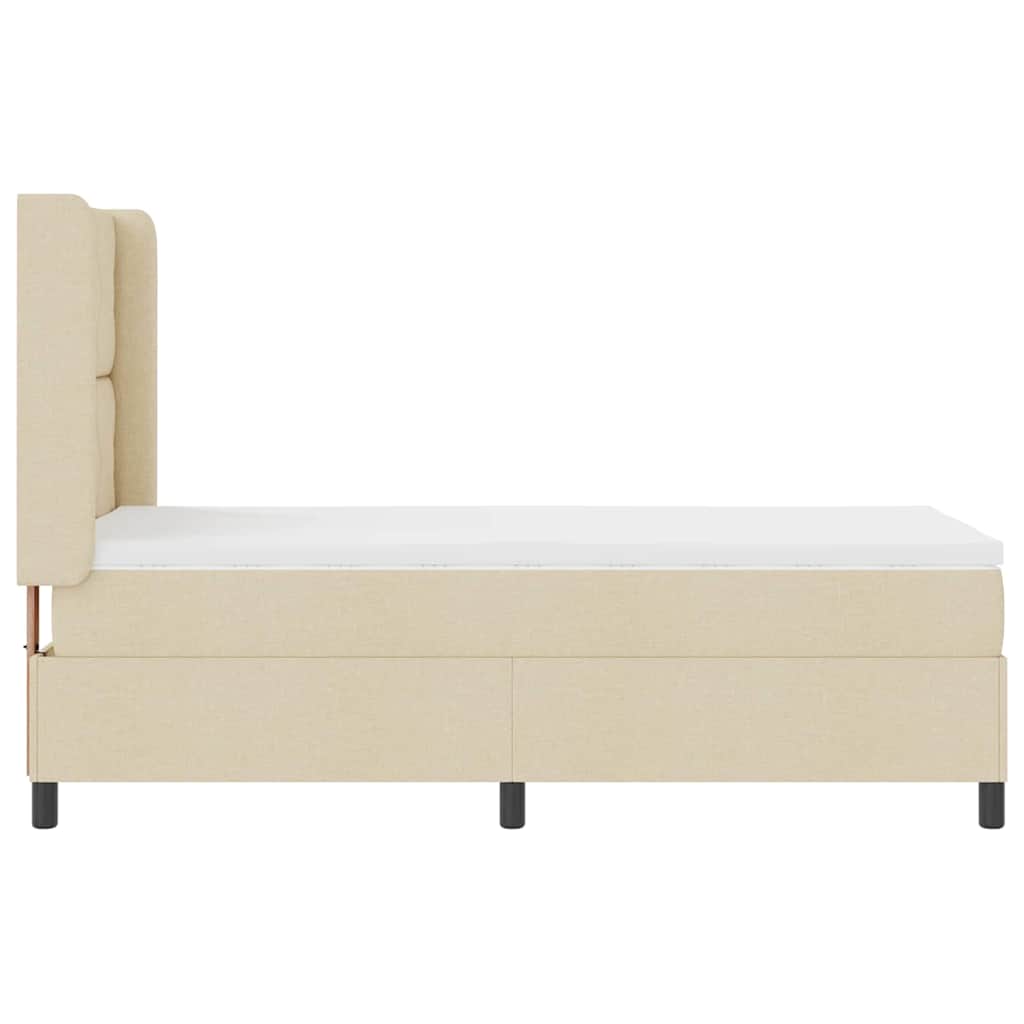 LED Box Spring Krevet s uzglavljem Krema 100 x 200 cm tkanina