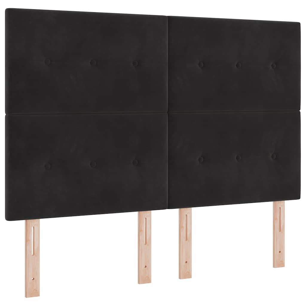 Krevet s opruga kutije s LED trakama Crna 140 x 200 cm Baršun