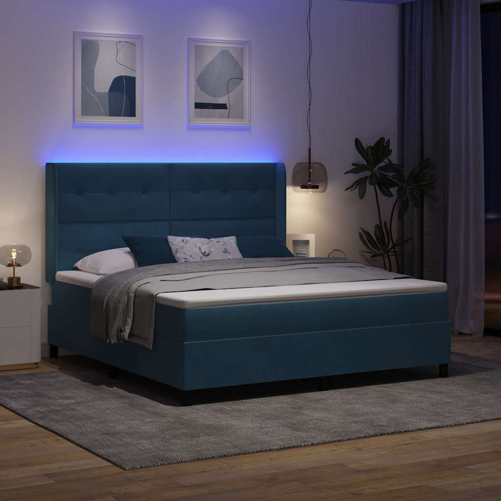 Krevet s opruga kutije s madracem Plava 180 x 200 cm Baršun