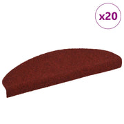Prostirke za stepenice, samoljepljive, 20 kom, 65x21x4 cm, bordo crvene, poluokrugle, velike