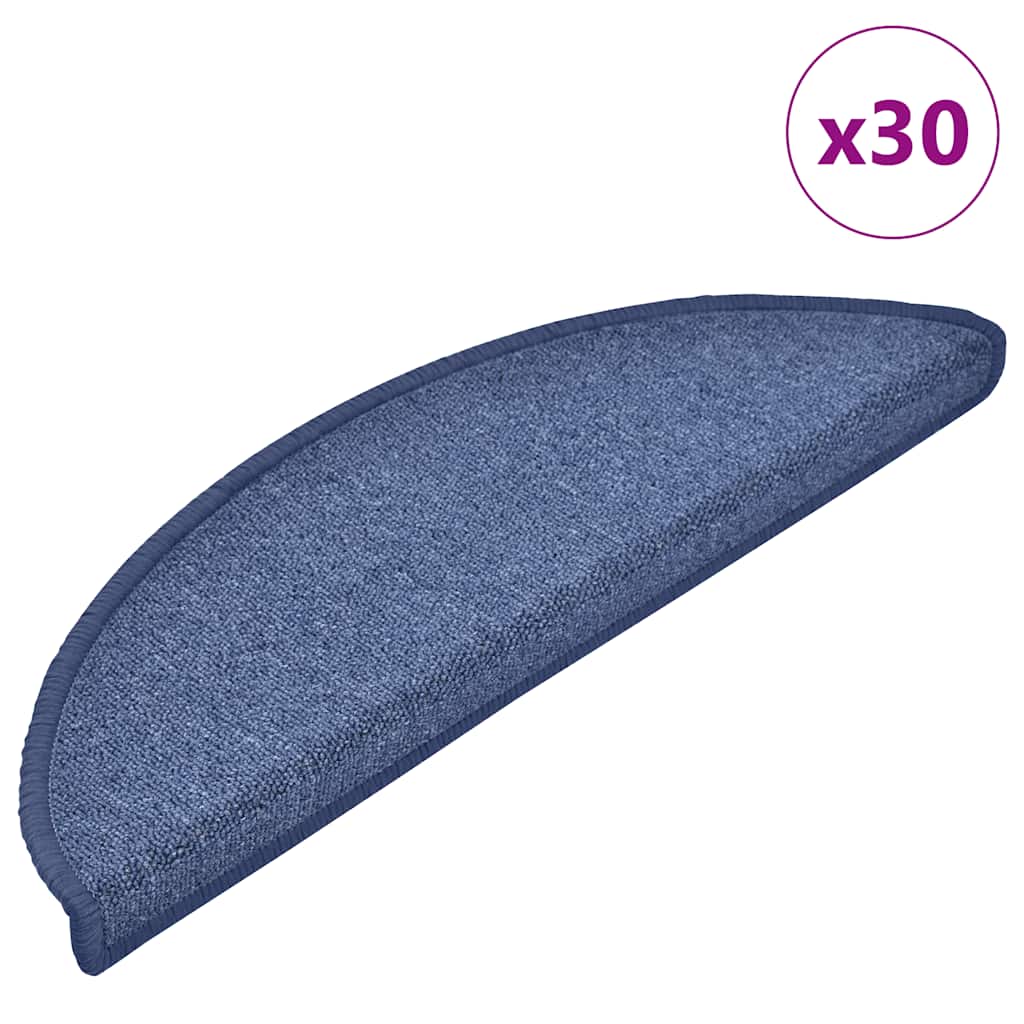 Prostirke za stepenice 30 kom 56x17x3 cm plave poluokrugle