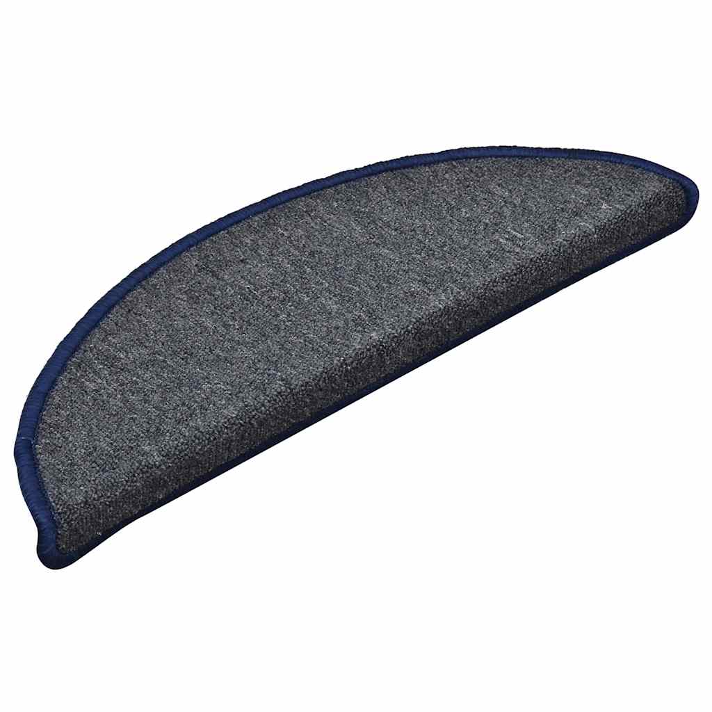 Prostirke za stepenice 30 kom 56x17x3 cm tamno sive i plave poluokrugle
