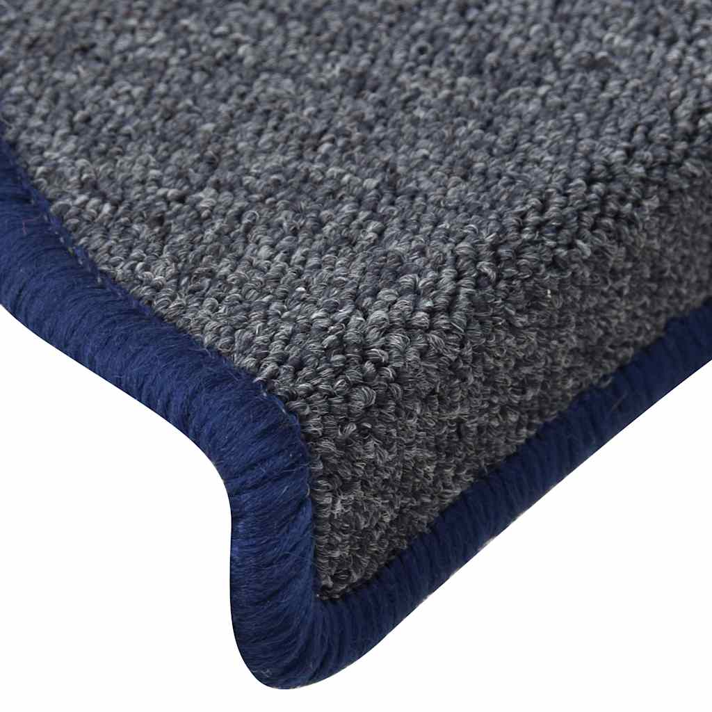 Prostirke za stepenice 30 kom 56x17x3 cm tamno sive i plave poluokrugle