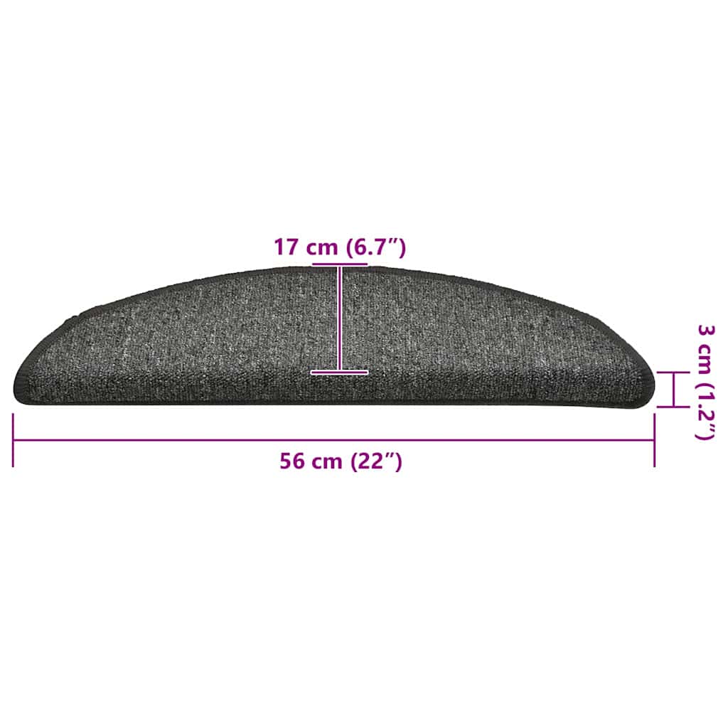 Prostirke za stepenice 30 kom 56x17x3 cm tamno sive poluokrugle