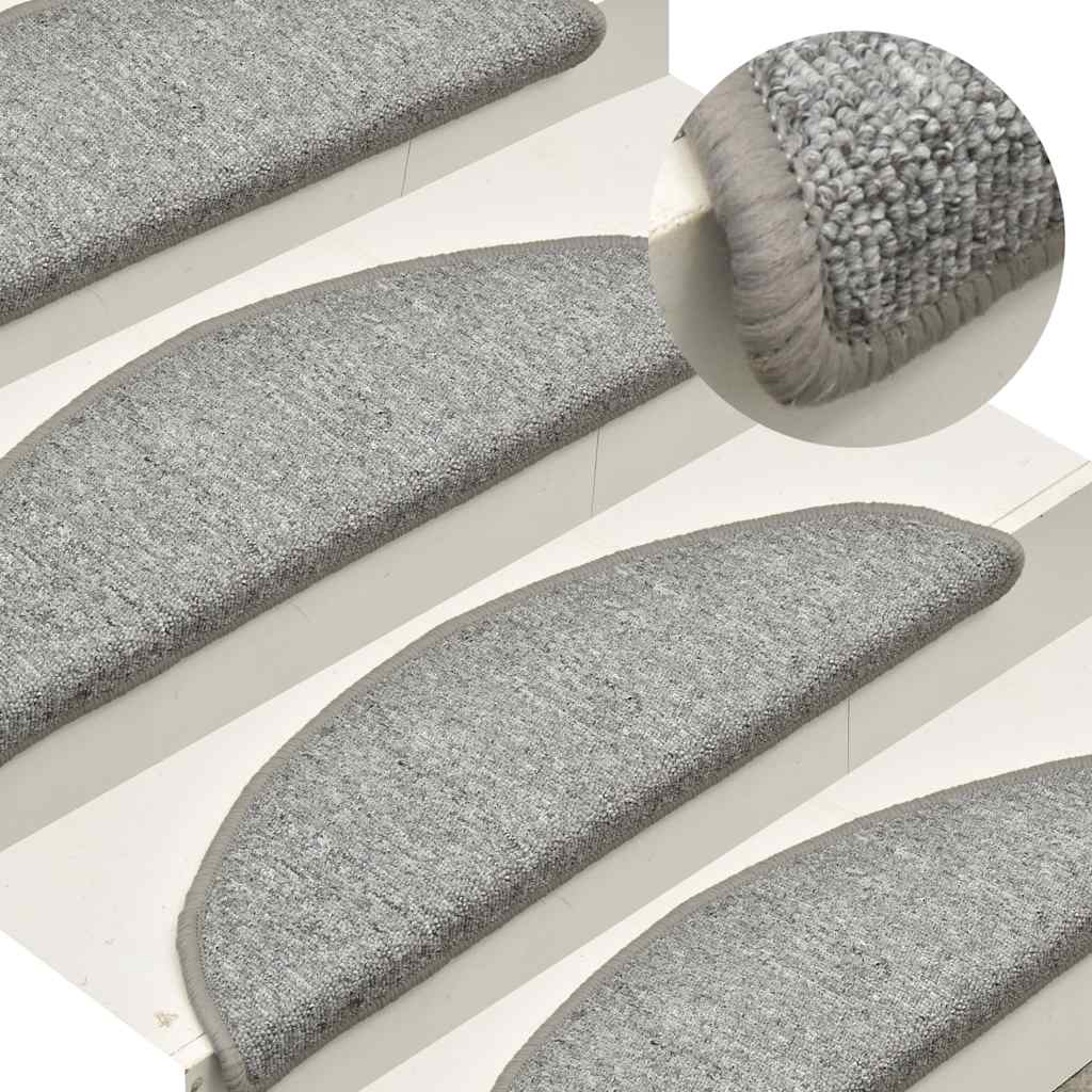 Prostirke za stepenice 30 kom 56x17x3 cm svijetlo sive poluokrugle