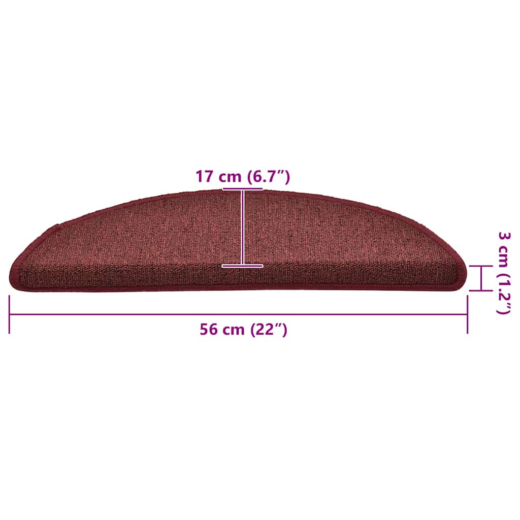 Prostirke za stepenice 30 kom 56x17x3 cm Bordo poluokrugle