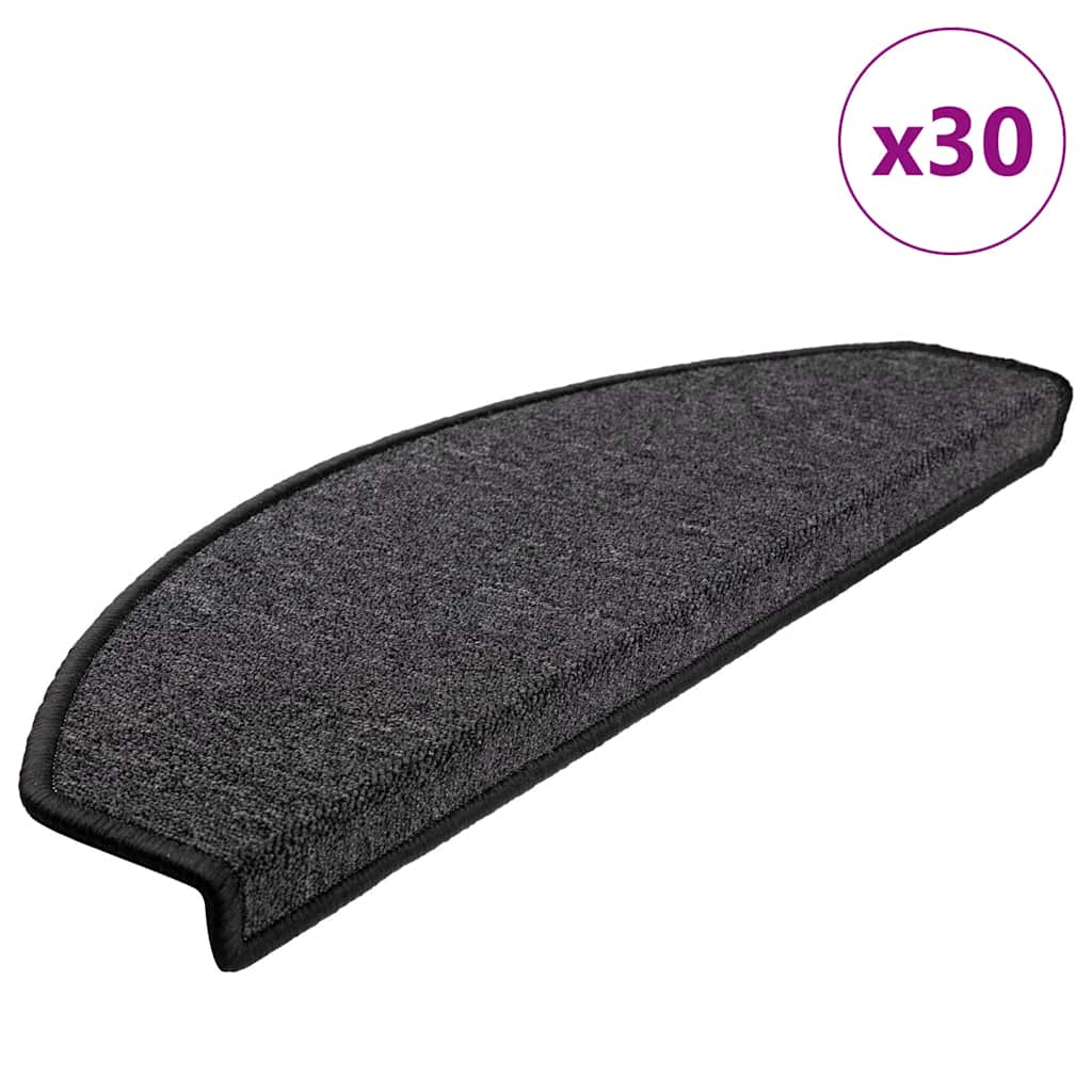 Prostirke za stepenice 30 kom 65x24x4 cm antracit poluokrugle velike